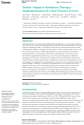 Cover page: Online Adaptive Radiation Therapy: Implementation of a New Process of Care