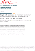 Cover page: Single-cell landscape in mammary epithelium reveals bipotent-like cells associated with breast cancer risk and outcome