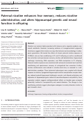 Cover page: Paternal nicotine enhances fear memory, reduces nicotine administration, and alters hippocampal genetic and neural function in offspring