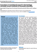 Cover page: Innovations in translational research in dermatology: minimally invasive methods for biosample acquisition