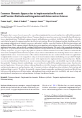 Cover page: Common Elements Approaches to Implementation Research and Practice: Methods and Integration with Intervention Science