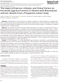 Cover page: The Impact of Exercise, Lifestyle, and Clinical Factors on Perceived Cognitive Function in Patients with Rheumatoid Arthritis: Results from a Prospective Cohort Study