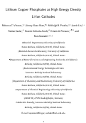 Cover page: Prospects for Employing Lithium Copper Phosphates as High-Voltage Li-Ion Cathodes