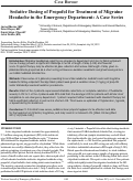 Cover page: Sedative Dosing Of Propofol For Treatment Of Migraine Headache In The Emergency Department: A Case Series