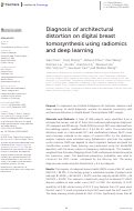 Cover page: Diagnosis of architectural distortion on digital breast tomosynthesis using radiomics and deep learning.