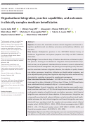 Cover page: Organizational integration, practice capabilities, and outcomes in clinically complex medicare beneficiaries