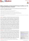 Cover page: Effects of Variation in Urine Sample Storage Conditions on 16S Urogenital Microbiome Analyses