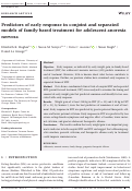 Cover page: Predictors of early response in conjoint and separated models of family-based treatment for adolescent anorexia nervosa.