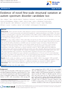 Cover page: Evidence of novel fine-scale structural variation at autism spectrum disorder candidate loci