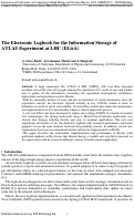 Cover page: The Electronic Logbook for the Information Storage of ATLAS Experiment at LHC (ELisA)