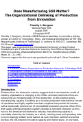 Cover page: Does Manufacturing Still Matter? The Organizational Delinking of Production from Innovation