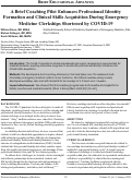 Cover page: A Brief Coaching Pilot Enhances Professional Identity Formation and Clinical Skills Acquisition During Emergency Medicine Clerkships Shortened by COVID-19