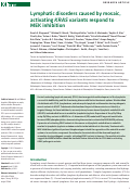 Cover page: Lymphatic disorders caused by mosaic, activating KRAS variants respond to MEK inhibition