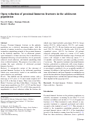 Cover page: Open reduction of proximal humerus fractures in the adolescent population.