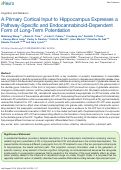 Cover page: A Primary Cortical Input to Hippocampus Expresses a Pathway-Specific and Endocannabinoid-Dependent Form of Long-Term Potentiation