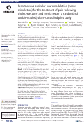 Cover page of Percutaneous auricular neuromodulation (nerve stimulation) for the treatment of pain following cholecystectomy and hernia repair: a randomized, double-masked, sham-controlled pilot study.