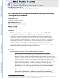 Cover page: Opportunities for Neurodevelopmental Plasticity From Infancy Through Early Adulthood