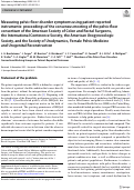 Cover page: Measuring pelvic floor disorder symptoms using patient-reported instruments: proceedings of the consensus meeting of the pelvic floor consortium of the American Society of Colon and Rectal Surgeons, the International Continence Society, the American Urogynecologic Society, and the Society of Urodynamics, Female Pelvic Medicine and Urogenital Reconstruction