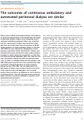 Cover page: The outcomes of continuous ambulatory and automated peritoneal dialysis are similar