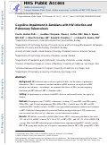 Cover page: Cognitive Impairment in Zambians With HIV Infection and Pulmonary Tuberculosis