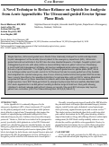 Cover page: A Novel Technique to Reduce Reliance on Opioids for Analgesia from Acute Appendicitis: The Ultrasound-guided Erector Spinae Plane Block