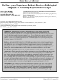 Cover page: Do Emergency Department Patients Receive a Pathological Diagnosis? A Nationally-Representative Sample