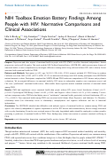 Cover page: NIH Toolbox Emotion Battery Findings Among People with HIV: Normative Comparisons and Clinical Associations