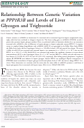 Cover page: Relationship between genetic variation at PPP1R3B and levels of liver glycogen and triglyceride