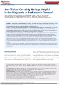 Cover page: Are Clinical Certainty Ratings Helpful in the Diagnosis of Parkinson's Disease?