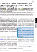 Cover page: A novel class of TMPRSS2 inhibitors potently block SARS-CoV-2 and MERS-CoV viral entry and protect human epithelial lung cells