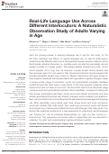 Cover page: Real-Life Language Use Across Different Interlocutors: A Naturalistic Observation Study of Adults Varying in Age