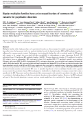 Cover page: Bipolar multiplex families have an increased burden of common risk variants for psychiatric disorders