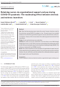 Cover page: Retaining nurses via organizational support and pay during COVID‐19 pandemic: The moderating effect between intrinsic and extrinsic incentives