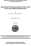 Cover page: Agricultural Productivity Growth in China: Farm Level versus National Measurement