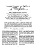 Cover page: Neonatal exposure to a high level of ACTH4–10 impairs adult learning performance