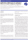 Cover page: Implications of Risk Factors for Alzheimer’s Disease in Canada’s Indigenous Population