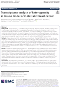 Cover page: Transcriptome analysis of heterogeneity in mouse model of metastatic breast cancer