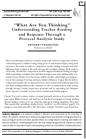 Cover page: "What Are You Thinking?": Understanding Teacher Reading and Response Through a Protocol Analysis Study