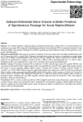 Cover page: Software-Estimated Stone Volume Is Better Predictor of Spontaneous Passage for Acute Nephrolithiasis.