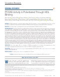 Cover page: PCSK9 Activity Is Potentiated Through HDL Binding