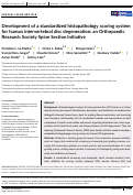 Cover page: Development of a standardized histopathology scoring system for human intervertebral disc degeneration: an Orthopaedic Research Society Spine Section Initiative