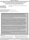 Cover page: Using Lean-Based Systems Engineering to Increase  Capacity in the Emergency Department