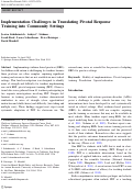 Cover page: Implementation Challenges in Translating Pivotal Response Training into Community Settings