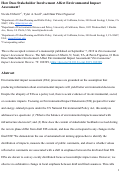 Cover page: How does stakeholder involvement affect environmental impact assessment?