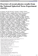 Cover page: Overview of recent physics results from the National Spherical Torus Experiment (NSTX)