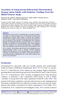 Cover page: Correlates of Interpersonal Ethnoracial Discrimination Among Latino Adults with Diabetes: Findings from the REACH Detroit Study