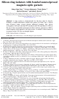 Cover page: Silicon ring isolators with bonded nonreciprocal magneto-optic garnets