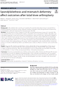 Cover page: Spondylolisthesis and mismatch deformity affect outcomes after total knee arthroplasty