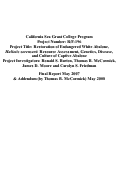 Cover page: Restoration of Endangered White Abalone, Haliotis sorenseni: Resource Assessment, Genetics, Disease and Culture of Captive Abalone