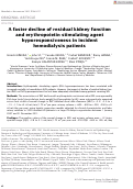 Cover page: A faster decline of residual kidney function and erythropoietin stimulating agent hyporesponsiveness in incident hemodialysis patients.